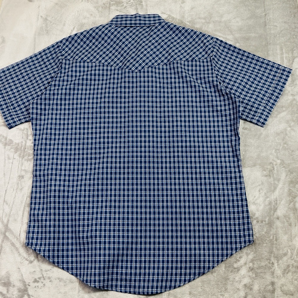 Vintage‎ Ely Cattleman Pearl Snap Shirt Mens X-Large Blue Plaid Western Casual - Picture 4 of 5